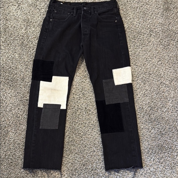 Levi’s patchwork button fly crop frayed 30 - Picture 1 of 13